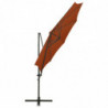 Ampelschirm mit Mast und LED-Leuchten Terracotta-Rot 300 cm