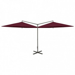 Doppel-Sonnenschirm mit Stahlmast Bordeauxrot 600 cm