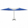 Doppel-Sonnenschirm mit Stahlmast Azurblau 600 cm