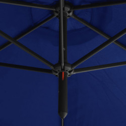 Doppel-Sonnenschirm mit Stahlmast Azurblau 600 cm