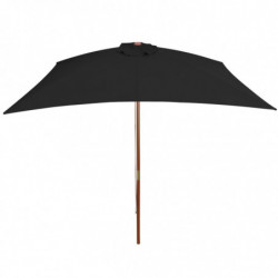 Sonnenschirm mit Holzmast Schwarz 200x300 cm