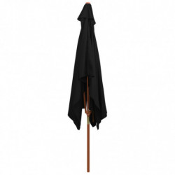 Sonnenschirm mit Holzmast Schwarz 200x300 cm