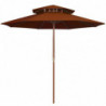 Sonnenschirm mit Doppeldach und Holzmast Terrakotta-Rot 270 cm
