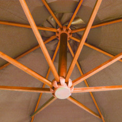 Ampelschirm mit Mast Taupe 3,5x2,9 m Massivholz Tanne