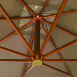 Ampelschirm mit Mast Taupe 3x3 m Massivholz Tanne