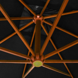 Ampelschirm mit Mast Schwarz 3x3 m Massivholz Tanne