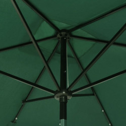Sonnenschirm mit LEDs und Stahl-Mast Grün 2x3 m
