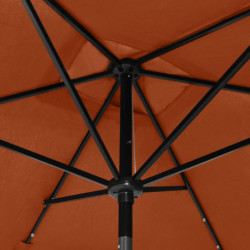 Sonnenschirm mit LEDs und Stahl-Mast Terracotta-Rot 2x3 m