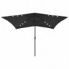 Sonnenschirm mit LEDs und Stahl-Mast Schwarz 2x3 m