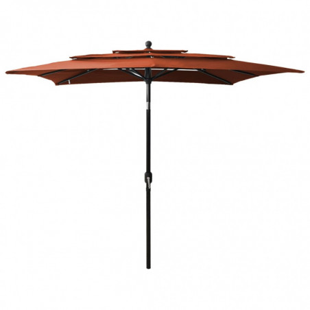 Sonnenschirm mit Alu-Mast 3-lagig Terracotta-Rot 2,5x2,5 m