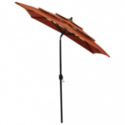 Sonnenschirm mit Aluminium-Mast 3-lagig Terracotta-Rot 2x2 m