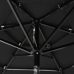 Sonnenschirm mit Aluminium-Mast 3-lagig Schwarz 2 m
