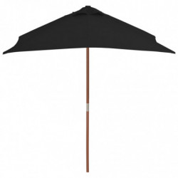 Sonnenschirm mit Holzmast Schwarz 150x200 cm