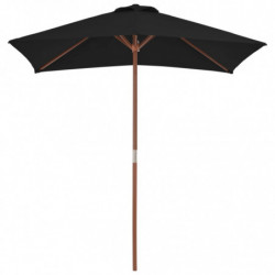 Sonnenschirm mit Holzmast Schwarz 150x200 cm