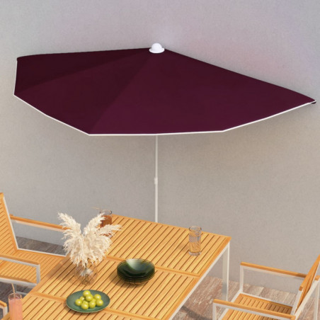Halb-Sonnenschirm mit Mast 180x90 cm Bordeauxrot