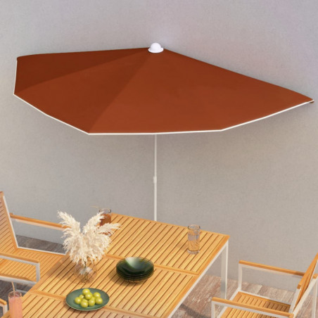 Halb-Sonnenschirm mit Mast 180x90 cm Terracotta-Rot