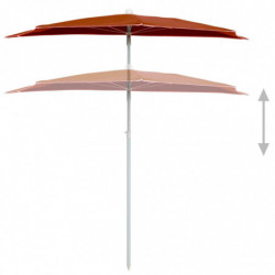 Halb-Sonnenschirm mit Mast 180x90 cm Terracotta-Rot