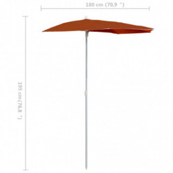 Halb-Sonnenschirm mit Mast 180x90 cm Terracotta-Rot
