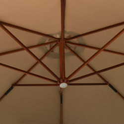 Ampelschirm mit Holzmast 350 cm Taupe