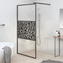 Duschwand für Walk-In Dusche 115x195 cm ESG Steindesign Schwarz