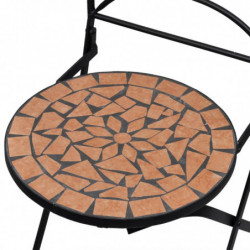 3-tlg. Bistro-Set Charis Mosaik Keramik Terrakotta