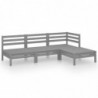 4-tlg. Garten-Lounge-Set Fiorello Massivholz Kiefer Grau