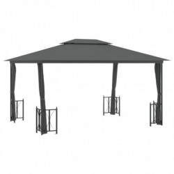 Pavillon mit Seitenwänden & Doppeldach 3x4 m Anthrazit