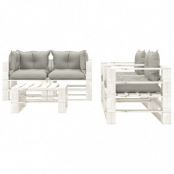 5-tlg. Garten-Lounge-Set Paletten mit Taupe-Kissen Holz