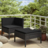 2-tlg. Garten-Lounge-Set Athina mit Auflagen Poly Rattan Schwarz