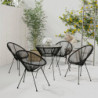 5-tlg. Garten-Essgruppe PVC Rattan Schwarz