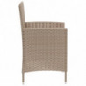 3-tlg. Garten-Essgruppe mit Auflagen Poly Rattan Beige