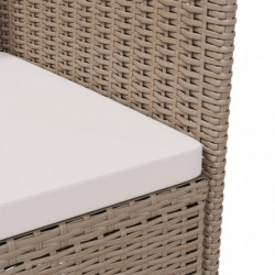 3-tlg. Garten-Essgruppe mit Auflagen Poly Rattan Beige