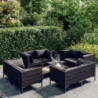 9-tlg. Garten-Lounge-Set mit Kissen Poly Rattan Dunkelgrau