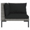 9-tlg. Garten-Lounge-Set mit Kissen Poly Rattan Dunkelgrau