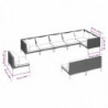 9-tlg. Garten-Lounge-Set mit Kissen Poly Rattan Dunkelgrau