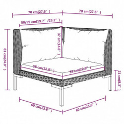 9-tlg. Garten-Lounge-Set mit Auflagen Poly Rattan Dunkelgrau