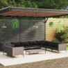 11-tlg. Garten-Lounge-Set mit Auflagen Poly Rattan Dunkelgrau