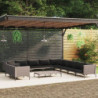 12-tlg. Garten-Lounge-Set mit Auflagen Poly Rattan Dunkelgrau