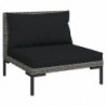 9-tlg. Garten-Lounge-Set mit Auflagen Poly Rattan Dunkelgrau