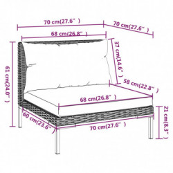 9-tlg. Garten-Lounge-Set mit Auflagen Poly Rattan Dunkelgrau