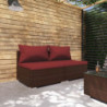 2-tlg. Garten-Lounge-Set mit Kissen Poly Rattan Braun