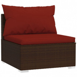 2-tlg. Garten-Lounge-Set mit Kissen Poly Rattan Braun