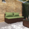 2-tlg. Garten-Lounge-Set mit Kissen Poly Rattan Braun