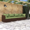 4-tlg. Garten-Lounge-Set mit Kissen Poly Rattan Braun