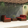 5-tlg. Garten-Lounge-Set mit Kissen Poly Rattan Braun