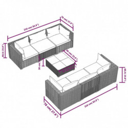 7-tlg. Garten-Lounge-Set mit Kissen Poly Rattan Braun