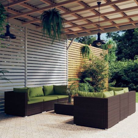 7-tlg. Garten-Lounge-Set mit Kissen Poly Rattan Braun