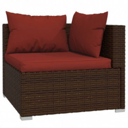 9-tlg. Garten-Lounge-Set mit Kissen Poly Rattan Braun