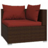 9-tlg. Garten-Lounge-Set mit Kissen Poly Rattan Braun