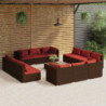 13-tlg. Garten-Lounge-Set mit Kissen Poly Rattan Braun